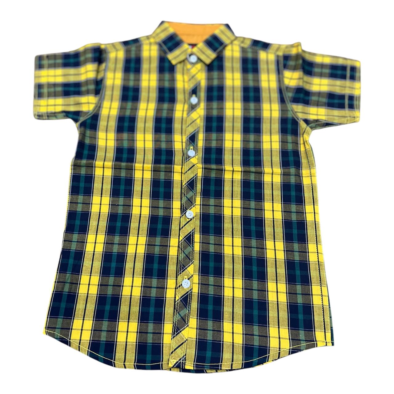 Bold Grid – Yellow & Black Check T-Shirt for Boys