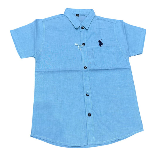 Skyline Charm – Boys' Sky Blue Casual Shirt