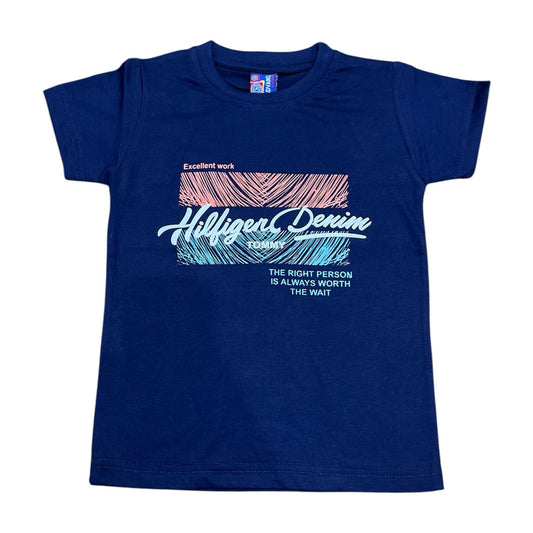 NightWave – Boys' Dark Blue Printed T-Shirt