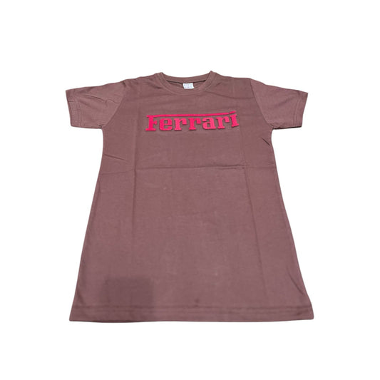 Ferrari Racer – Boys' Light Brown Ferrari Name T-Shirt