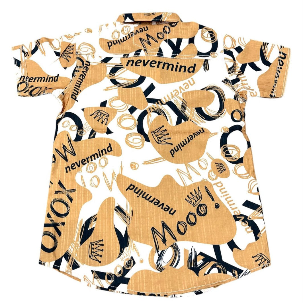 Sunburst Style White & Orange Printed Shirt – Boys’ Casual Fashion
