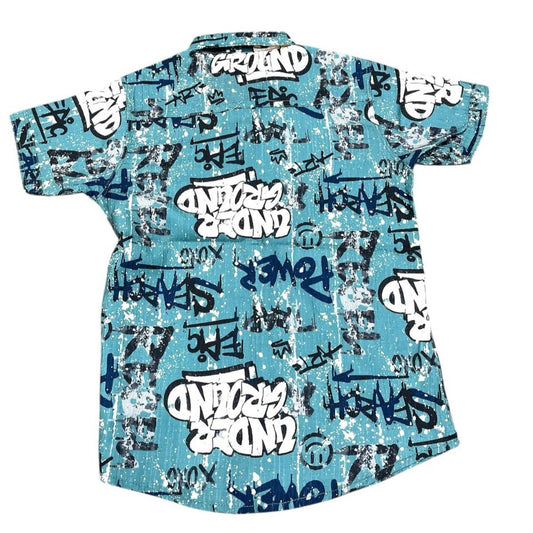 Ocean Vibe Blue Printed Shirt – Casual Wear for Boys