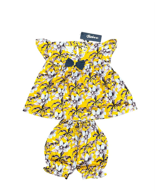 Sunny Bloom Printed Frock & Nikar Set – Baby Girl Everyday Outfit