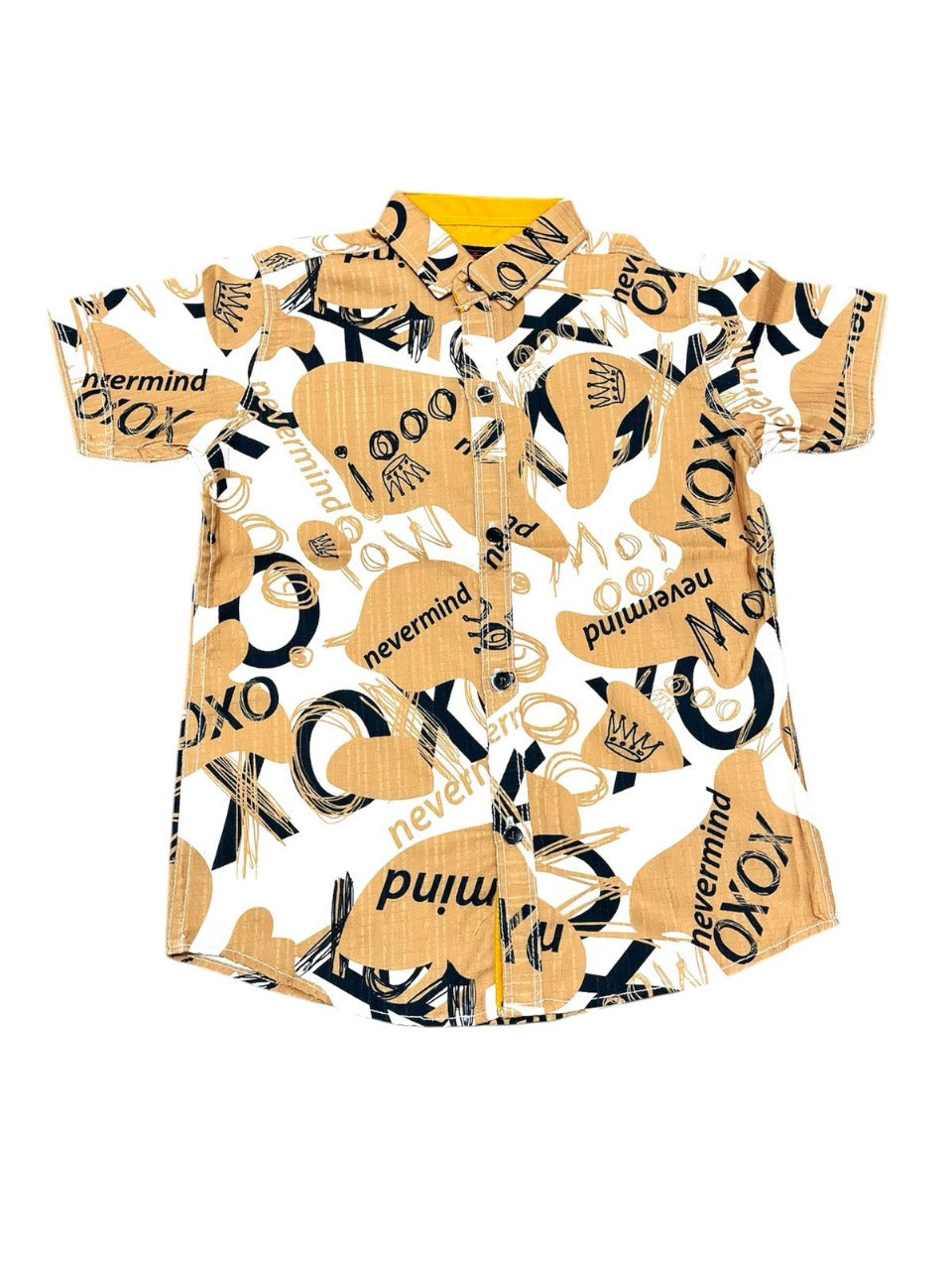 Sunburst Style White & Orange Printed Shirt – Boys’ Casual Fashion